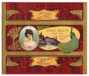 Antique, Unused Art Nouveau QUEEN BEAUTY Toilet Soap Box Label