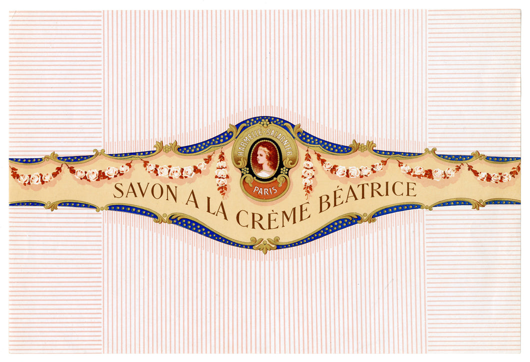 Vintage, Unused, French Art Deco SAVON A LA CREME BEATRICE Soap Box Label SET