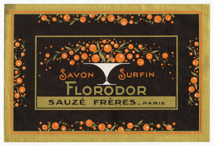 Vintage, Unused, French Art Deco SAVON FLORODOR Soap Box Label