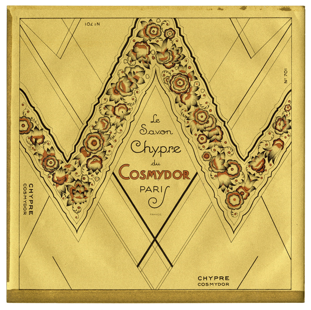 Vintage, Unused, French Art Deco SAVON CHYPRE Soap Box Label, COSMYDOR