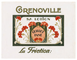 Vintage, Unused, French Art Deco OEILLET FANE Cosmetic Lotion Label