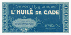 Vintage, Unused, French Art Deco L'HUILE DE CADE Soap Box Label, Paul Tranoy