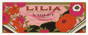 Vintage, Unused, French Art Deco LILIA Violet Soap Box Label