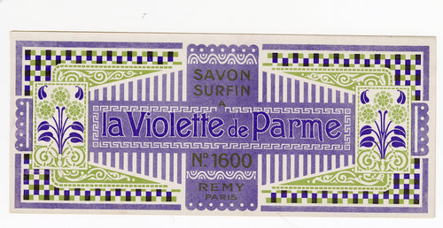 Vintage, Unused, French Art Deco LA VIOLETTE DE PARME Soap Box Label, REMY