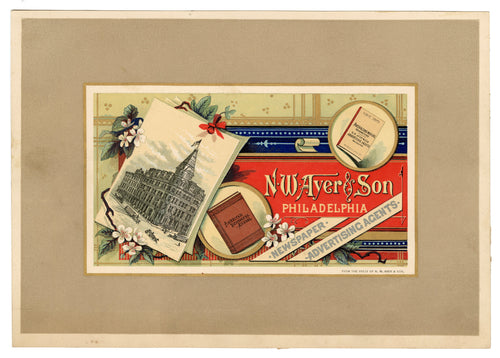 Antique N.W. AYER & SON, Newspaper, Advertising Agents Printed Business Card on Card Stock