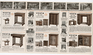 Vintage 1920s-1930s Dutch VESTA SEWING MACHINE Fold Out Eight Page Advertisement Brochure