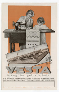 Vintage 1920s-1930s Dutch VESTA SEWING MACHINE Fold Out Eight Page Advertisement Brochure