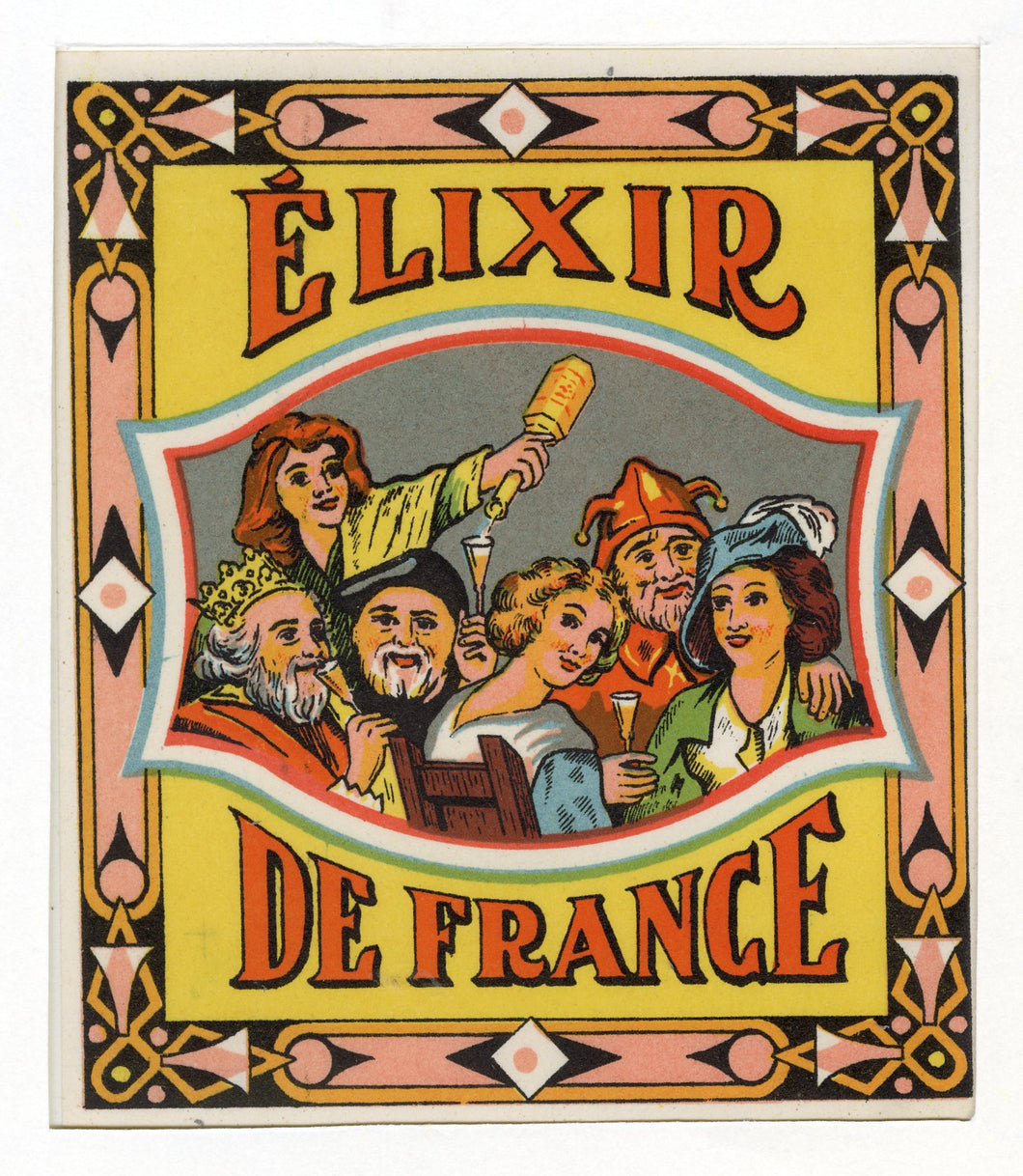 Vintage, Unused, French ELIXIR DE FRANCE Alcohol Bottle Label 