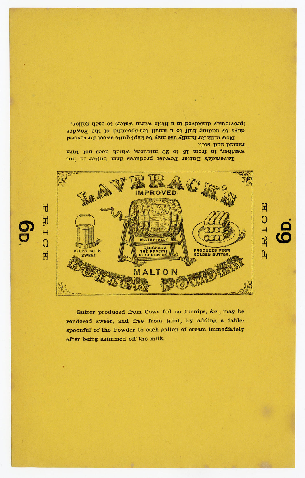 Vintage, Unused LAVERACK'S BUTTER POWDER Box Label 