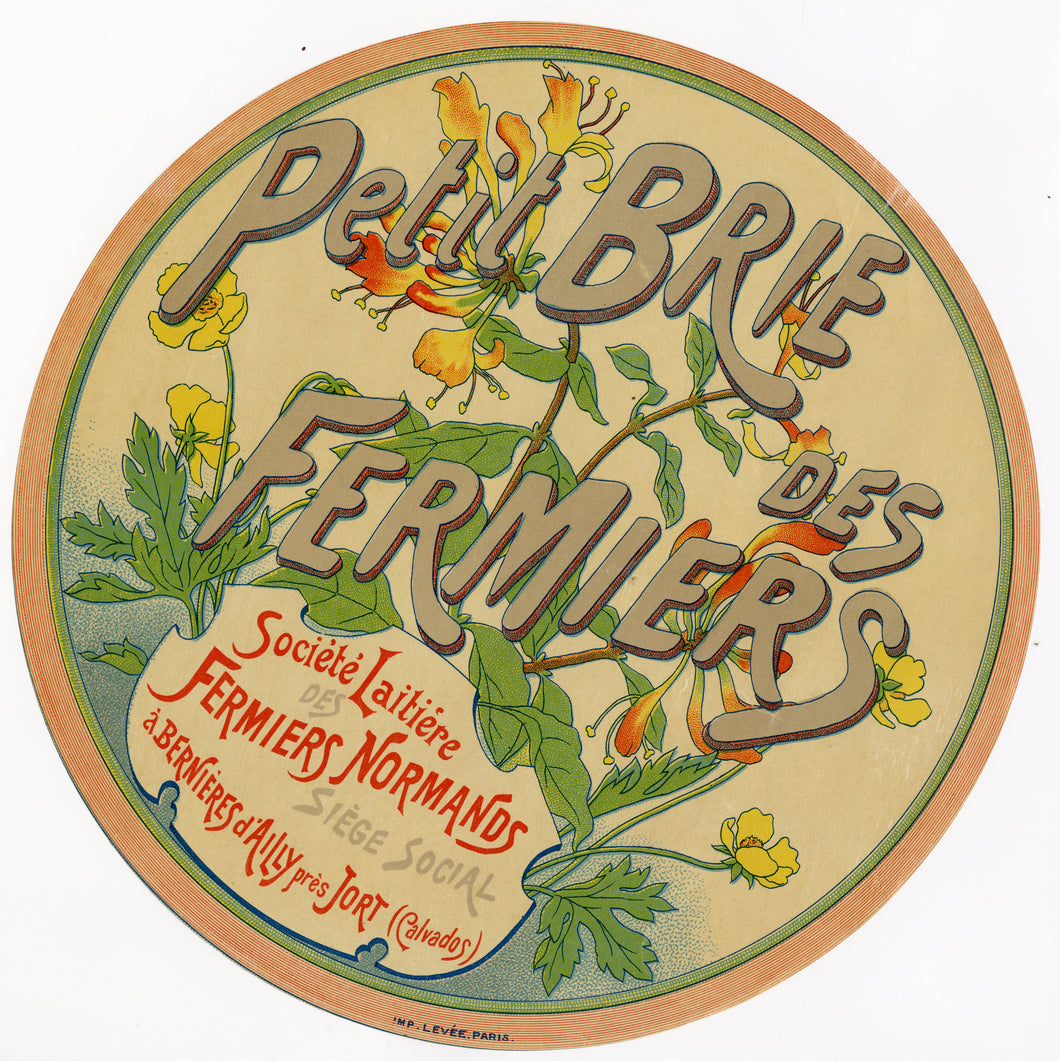 Vintage, Unused, French PETITE BRIE DES FERMIERS Cheese Wheel Label