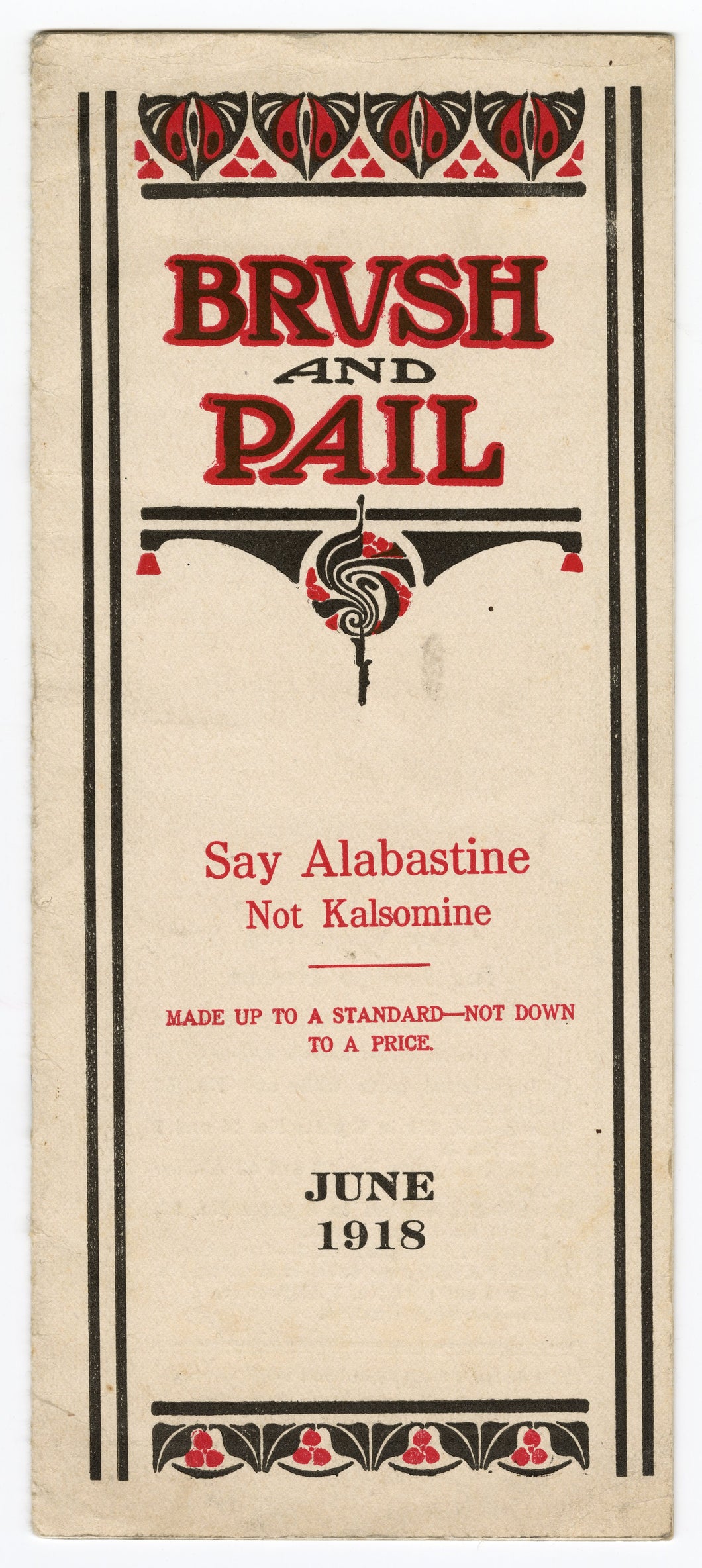1918 Antique BRUSH & PAIL Promotional Paint Booklet, ALABASTINE Co., WWI America