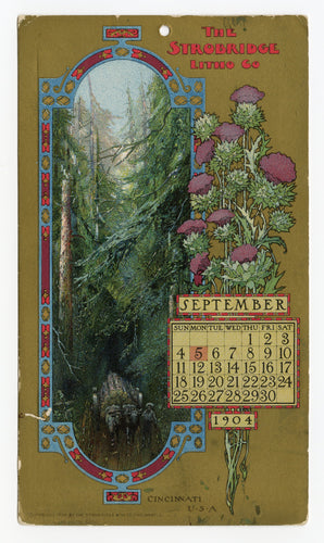 September 1904 STROBRIDGE LITHO CO. Promotional Calendar Cards, Elaborate Illustrations
