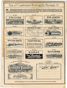 1899 J.F. Lawrence Druggists' Full Pharmacy Label Catalog DIGITAL DOWNLOAD ONLY