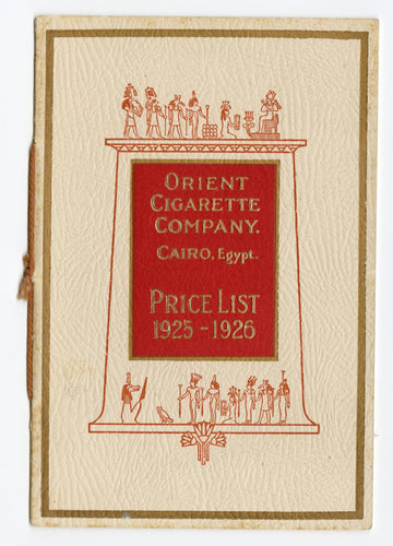 1925 ORIENT CIGARETTE CO. Illustrated Price List Booklet, Egyptian Revival, Cairo, Egypt