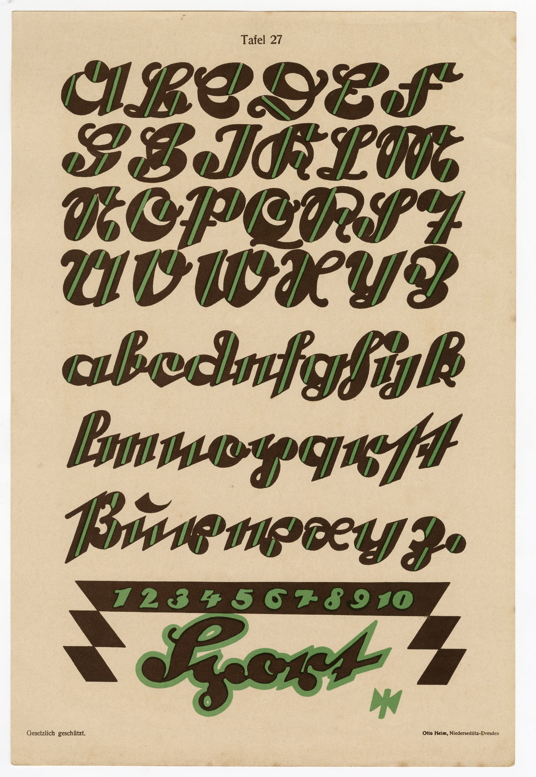 1930's Art Deco Farbige Alphabete Plate 27, Lettering, Typography, Graphic Design