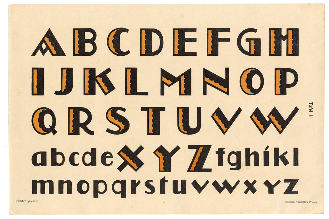 1930's Art Deco Farbige Alphabete Plate 11, Lettering, Typography, Graphic Design