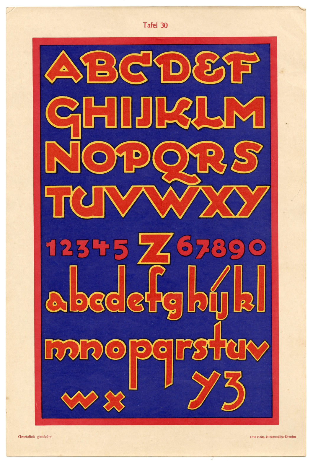 1930's Art Deco Farbige Alphabete Plate 30, Lettering, Typography, Graphic Design