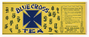 Vintage, Unused BLUE CROSS TEA Label Wrapper, Chinese Import, New Orleans