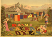 Load image into Gallery viewer, Antique HANDY PACKAGE DYES Advertising Lithograph, Cherubs Doing Laundry