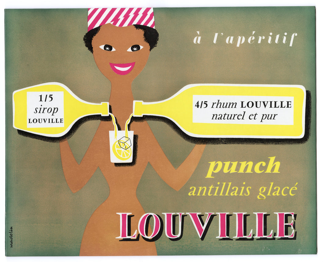 1930's Antique French LOUVILLE RHUM, Rum Punch Recipe, Creole