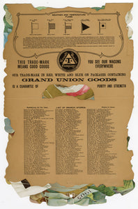 1905 Antique GRAND UNION TEA CO. Die-cut Calendar, 12 Months, Children