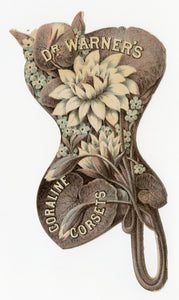  DR. WARNER'S CORALINE CORSETS Die-Cut Trade Card, Victorian Fashion