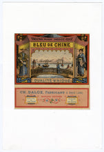 Load image into Gallery viewer, Antique, Unused BLEU DE CHINE Fabric Dye Label, Matted, Chinese, Japanese Graphics
