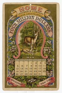 1872 Antique Victorian HOME INSURANCE CO. Promotional 12 Month CALENDAR
