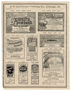 1899 J.F. Lawrence Druggists' Full Pharmacy Label Catalog DIGITAL DOWN ...