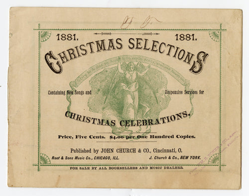 1881 Victorian CHRISTMAS SELECTIONS Song Book, Holiday Sheet Music