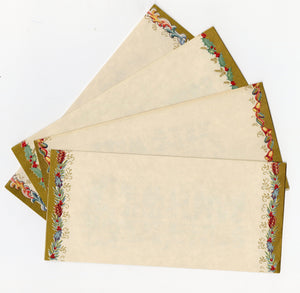 Set of Four Gorgeous Vintage Christmas Cards, Illustrated with Gold Ink, Holiday Greetings