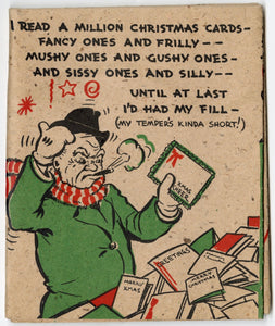 1930's Rare HALLMARK Large, Fold Out, Comic Cartoon CHRISTMAS CARD, WC Fields Lookalike