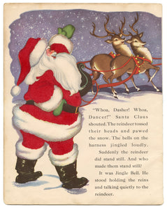 1947 Children's SANTA CLAUS Fuzzy Wuzzy Storybook, Flocked Christmas Pages