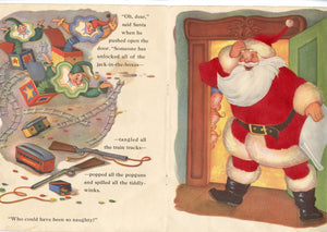1947 Children's SANTA CLAUS Fuzzy Wuzzy Storybook, Flocked Christmas Pages