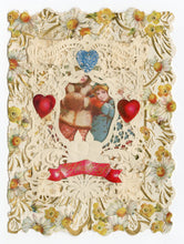 Load image into Gallery viewer, Antique Elaborate Die-Cut &quot;My Heart&#39;s Gift,&quot; VALENTINE&#39;S DAY CARD, Little Girls with Fur Muffs