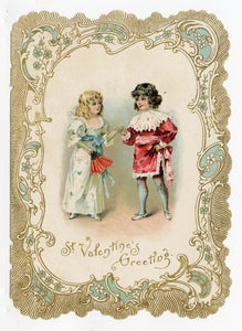 Antique "St. Valentine's Day Greeting" Die-Cut VALENTINE'S CARD, Regency Era Children