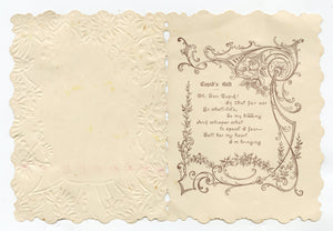 Antique Elaborate Die-Cut "My Heart's Gift," VALENTINE'S DAY CARD, Little Girls with Fur Muffs