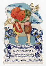 Load image into Gallery viewer, Antique 1920&#39;s &quot;Little Token of Love&quot; VALENTINE&#39;S DAY CARD, Children Kissing