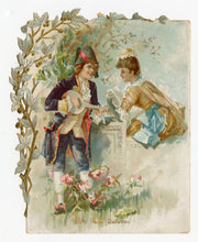 Load image into Gallery viewer, Antique, Die-Cut Early 1880&#39;s &quot;With Fond Devotion&quot; VALENTINE&#39;S DAY CARD, Musical Couple 