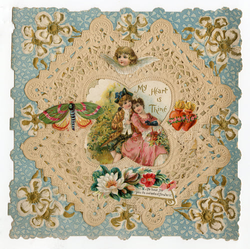 Antique, Embossed Paper Doily Valentine's Day Card, 