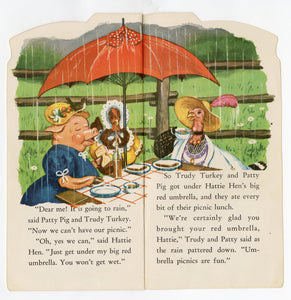 1950's CHILDREN'S STORYBOOK || Hattie Hen's Red Umbrella