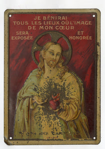 Antique French Tin Jesus, Religious Altar Sign, Religious Iconography, Christianity