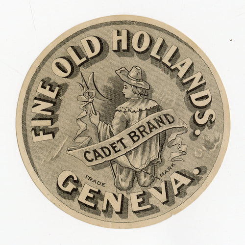 Antique, Unused FINE OLD HOLLAND'S GIN LABEL, Cadet Brand, Geneva