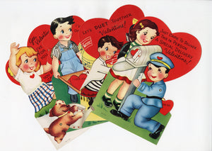 Assorted Unused MECHANICAL 1950's VALENTINES with Envelopes || People and Couples