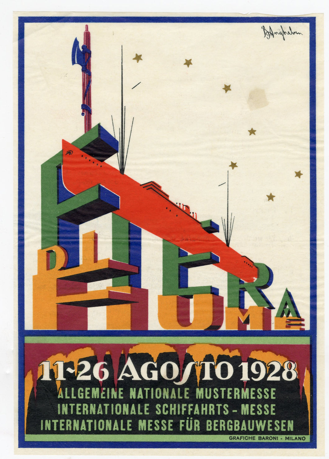  1928 Antique, Art Deco German International Shipping & Mining Industry Advertisement