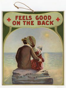 Antique Red Cross KIDNEY PLASTER Quack Medicine Advertising Sign, Edwardian Couple 