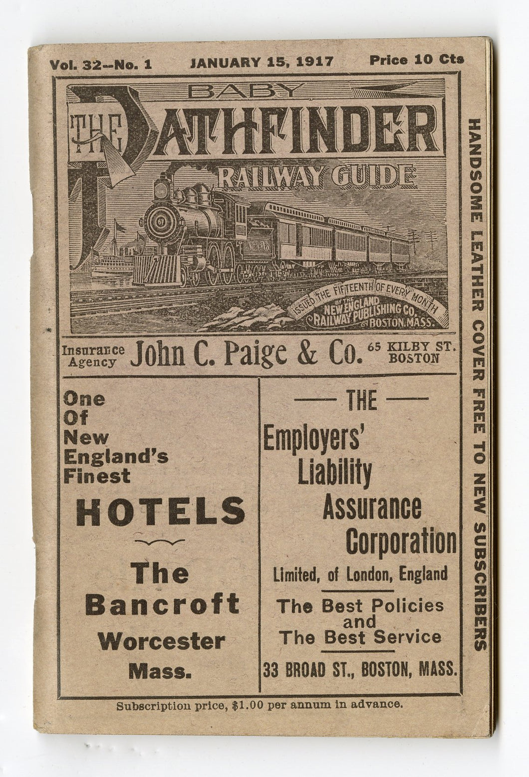1917 BABY PATHFINDER RAILWAY GUIDE Booklet, Train Schedule Guide 