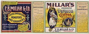 Miller's Celebrated Curacao Coffee Label, E.B. Miller & Co., Chicago