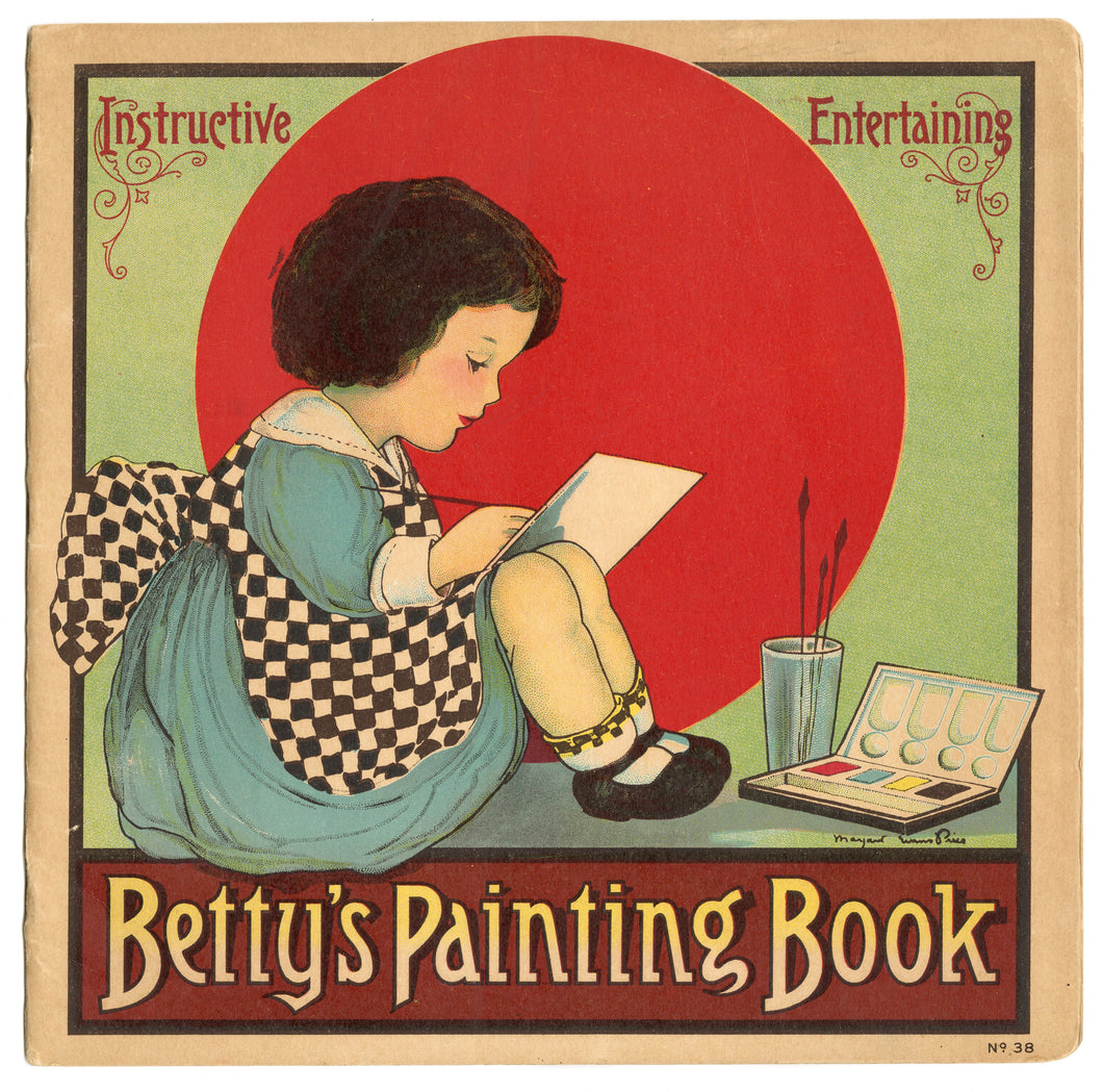 1917 Betty's Painting Book, Children's Instructional Coloring Book, Mary Evans Price
