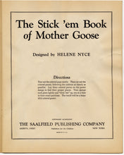 Load image into Gallery viewer, 1936 The Stick &#39;em Book of Mother Goose, Children&#39;s Activity Book, Helen Nyce